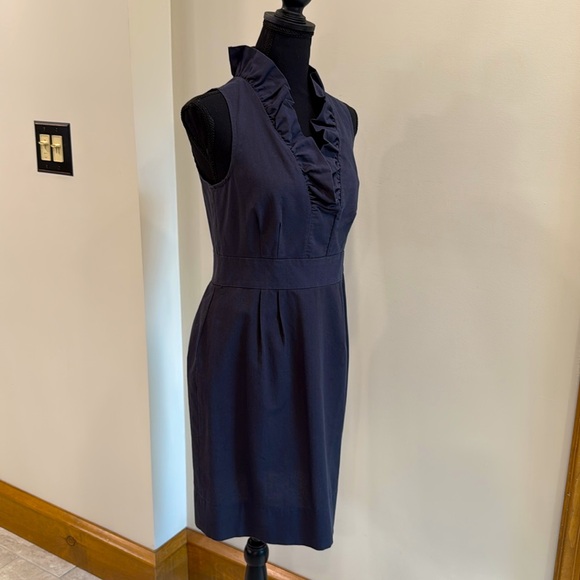 Julian Taylor New York Blue Ruffle collar sleeveless dress size 12P - Picture 4 of 6